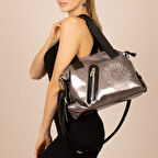 Nas 1058 Kadın Taşlı Omuz Çantası Gri