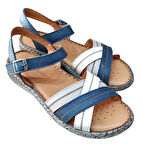 Castle Black 22382 Kadın Hakiki Deri Comfort Sandalet Lacivert