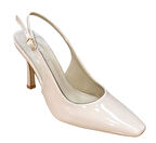 Flora 3030 Kadın Arka Açık Abiye Ayakkabı Nude Rugan