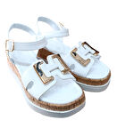 Castle Black 35182 Kadın Tokalı Dolgu Taban Sandalet Beyaz