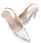 New Angel 892 Kadın Abiye Ayakkabı Gümüş