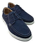 Wexperon W379 Erkek Hakiki Deri Bağcıklı Loafer Comfort Ayakkabı Nubuk Lacivert