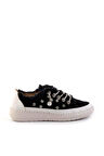 Aria 2408 Kadın Taşlı Kot Sneaker Ayakkabı Siyah