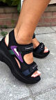 Sms 3031 Kadın Dolgu Havalı Taban Masajlı Spor Sandalet Siyah