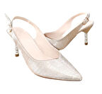 Stillo 774 Kadın Arkası Açık Simli Topukta Taş Detaylı Abiye Ayakkabı Altın