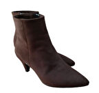 Pine Cone K100 Kadın Sivri Burun Kısa Sivri Topuklu Casual Bot Nubuk Kahve