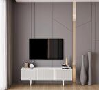 ENWOOD CAPELLA BEYAZ COUNTRY 3 KAPAKLI AHŞAP AYAKLI  140 CM TV ÜNİTESİ