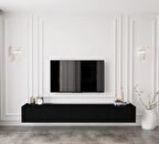 ENWOOD CAPELLA COUNTRY SİYAH 5 KAPAKLI DUVARA MONTE 200 CM TV ÜNİTESİ