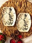 Marble White&Black Sunum Tabağı-14 cm