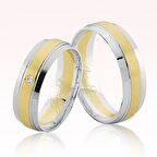 Harem Altın Beyaz Sarı Bombeli Altın Alyans 3205-1