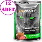 ProChoice Seçici Kediler için Sığır Etli ve Ciğerli Tahılsız Ezme Kedi Konservesi 400 GR 12 AD