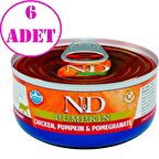 ND Balkabaklı Tahılsız Tavuklu ve Narlı Kedi Konservesi 70 Gr 6 AD