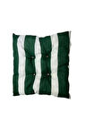 Dekoratif Pofidik Puf Sandalye Minderi Kare 35x35x7 Cm-yeşil Beyaz(1 Adet)