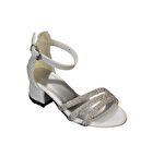 YAZKIŞ Kız Çocuk 26-36  Numaralar Arası 3cm Kalın Topuklu Üzeri 3şeritli Taşlı Düğün Nişan Abiye Ayk