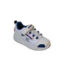 KİNETİX Erkek Çocuk Beyaz Lacivert Çırtlı Rahat Hafif Comfort Taban Sneacer Spor Ayakkabı