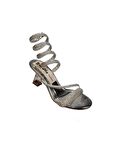 YAZKIŞ Kadın Siyah Gümüş Rugan üzeri Bileği Taşlı Bileği Dolamalı 8cm Şeffaf Kadeh Topuk Abiye Ayakk