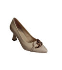 YAZKIŞ Kadın Siyah Krem Cilt Üzeri Gold Taşlı 6cm Kadeh Topuklu Stiletto Ayakkabı