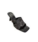 YAZKIŞ Kadın siyah Ten Üzeri Taşlı 7cm Kadeh Topuk Abiye Terlik