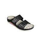 YAZKIŞ Erkek Siyah Cilt Cift Bantlı  Tokalı Comfort Rahat Taban  Terlik