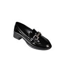 YAZKIŞ Kadı Siyah Ruğan Taşlı Kolej Ayakkabısı Topuk 3cm