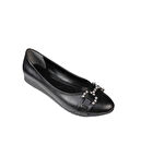 YAZKIŞ Kadın Siyah Düz Taşlı Babet