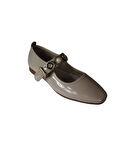 YAZKIŞ Siyah Ten Rugan  Küt Burun Taşlı Atkılı Babet