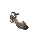 YAZKIŞ Kadın Siyah Beyaz Gümüş Üzeri Çapraz Bantlı Taşlı Bilekten Bağlamalı 5cm Kalın Topuk Abiye Ay