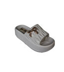 YAZKIŞ Kadın Siyah Ten Beyaz Üstü Tokalı 6cm Kalın Taban Eva Terlik