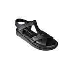 YAZKIŞ Kadın Siyah Cilt Hakiki Deri Çapraz bnatlı yumuşak Taban Sandalet