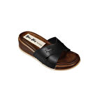 YAZKIŞ Kadın Siyah Kırmızı Bakır 5cm Dolgu Mantar Taban Terlik