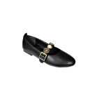 YAZKIŞ Kadın Siyah Ten Cilt Üzeri Para Baskılı Atkılı Babet