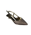 YAZKIŞ Kadın Gümüş Altın Petek Parlak Kumaş 3cm fındık Ökçe Topuk Abiye Ayakkabı