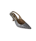 YAZKIŞ Kadın Gümüş Üzeri Taşlı Önü Sivri Arkası Açık 9cm İnce Topuklu  ayakkabı