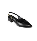 YAZKIŞ Kadın Siyah Ten Cilt Önü Kapalı Arkası Açık 4cm Kalın Topuk Ayakkabı