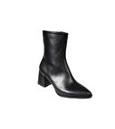 YAZKIŞ Kadın Siyah Cilt 16cm Bilek Boyu Yandan Fermuarlı 6cm Kalın Topuk Sivri Burun Topuklu Bot