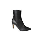 YAZKIŞ Kadın Siyah Kahve Cilt 16cm Bilek Boyu Yandan Fermuarlı 9cm ince Topuk Sivri Burun Topuklu Bo