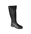 YAZKIŞ Kadın Siyah Cilt 38cm Bilek Boyu Yanı Taşlı Düz Taban Çizme