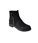 YAZKIŞ Kadın Siyah Mat Cilt 12cm Bilek Boyu Düz taban Yandan Fermuarlı  Bot