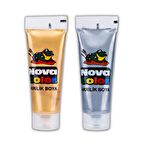 Akrilik Boya Simli Gümüş Gri ve Simli Altın Sarısı 75 Ml Tüp 2 Adet 