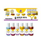 Akrilik Boya Metalik Renkler 6 Renk (6x60 ml) 1 Paket Adel Akrilik Boya Metalik Renkler 6x60 ml 1 Paket