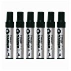 Siyah Permanent Markör Marker Kesik Uçlu Koli Kalemi Siyah 10 mm Mr-6010 6 Adet