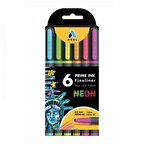 Fineliner 6 Lı Neon İnce Uçlu Kalem Prime Ink 6 Renk 1 Paket