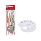 Fırça Seti 4 lü Pastel Renkli ve Resim Paleti 1 Adet Faber Castell Resim Paleti