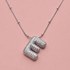 Zirkon Taşlı E Harfli Kadın Kolye Takı Hediyelik Aksesuar