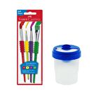 Fırça Seti 4 lü ve Fırça Temizleme Kabı 1 Adet Faber Castell Fırça Takımı 