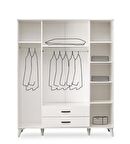 Kumsal 4 Kapılı 2 Çekmeceli Gardrop Elbise Dolabı 160x48x195cm