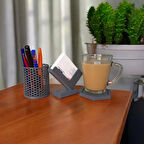 Masa üstü organizer/Kalemlik, Bardak altı, telefon stand/3 lü set.