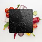 Decovetro Cam Kesme Tahtası Kare Siyah Granit Desenli 30x30 Cm