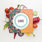 Decovetro Cam Kesme Tahtası Kare Love Mandala Desenli 30x30 Cm