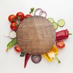 Decovetro Cam Kesme Tahtası Yuvarlak Eski Ahşap desenli 30x30 Cm